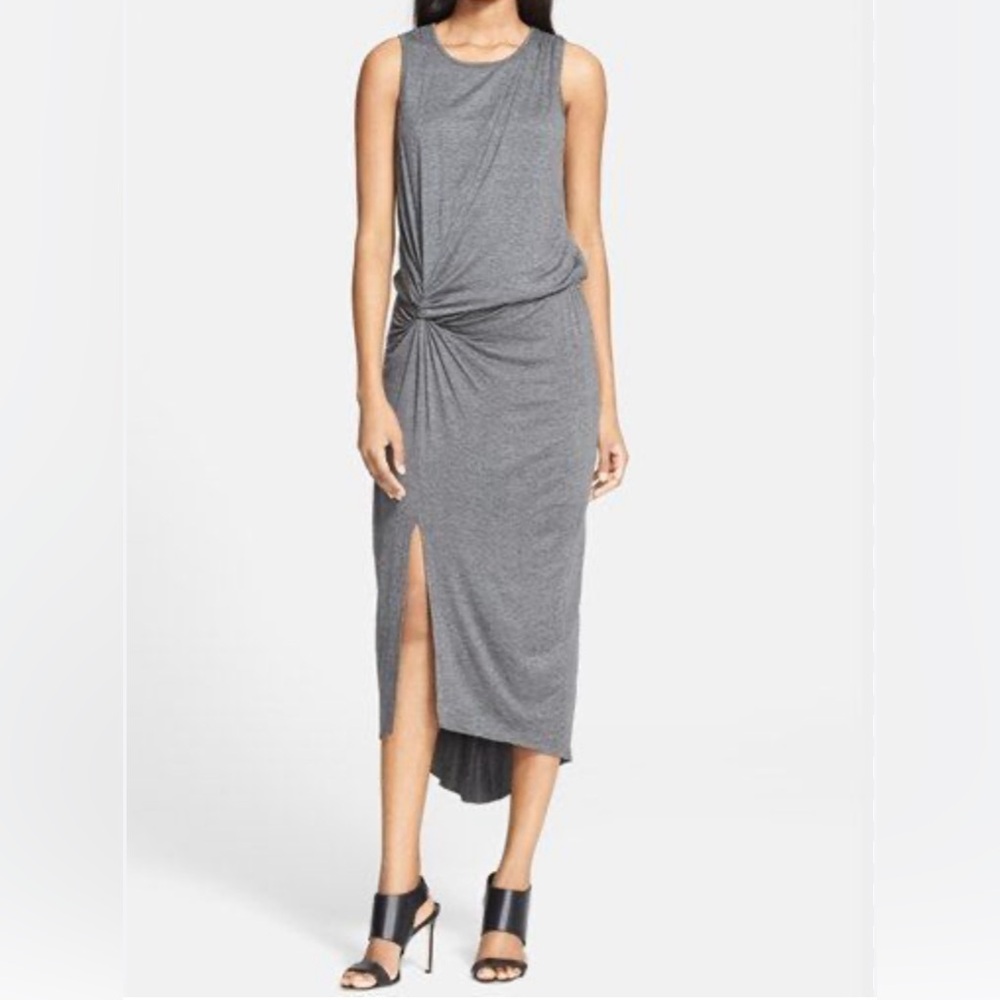 Elizabeth and James Marine Knotted Stretch Jersey Gray Midi Dress Size‎ M